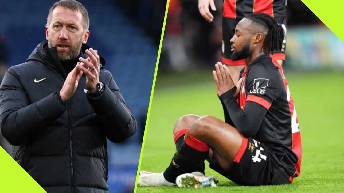 Antoine Semenyo and Graham Potter. Antoine Semenyo and Graham Potter.