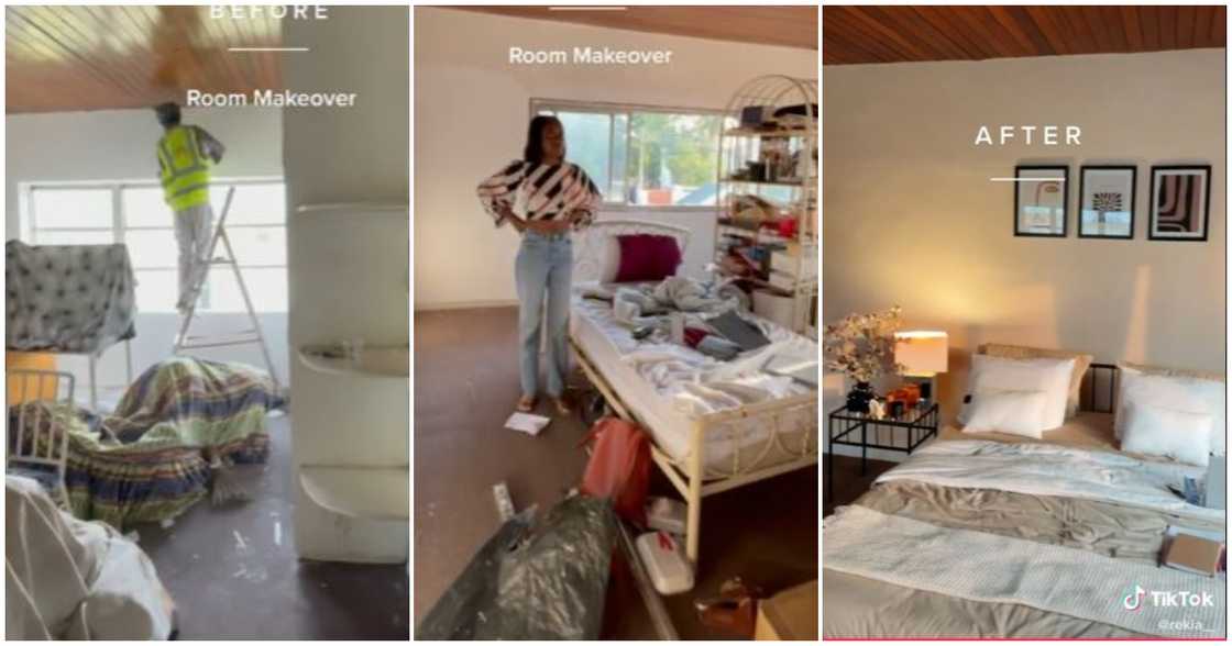 A lady shares how she renovated her room out of boredom