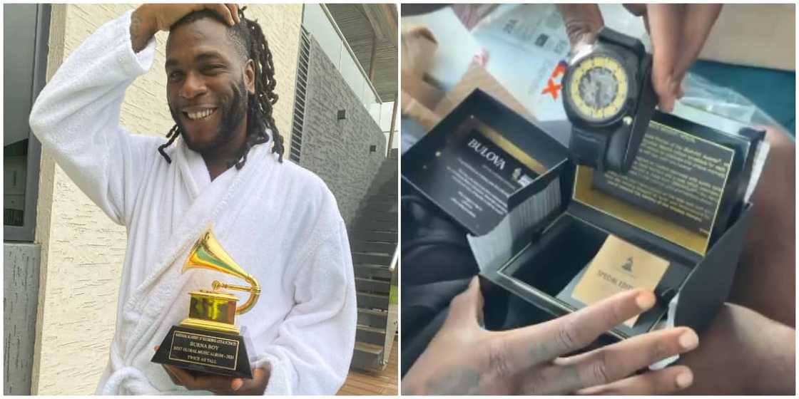 Singer Burna Boy receives a customised Grammy wristwatch Singer Burna Boy receives a customised Grammy wristwatch
