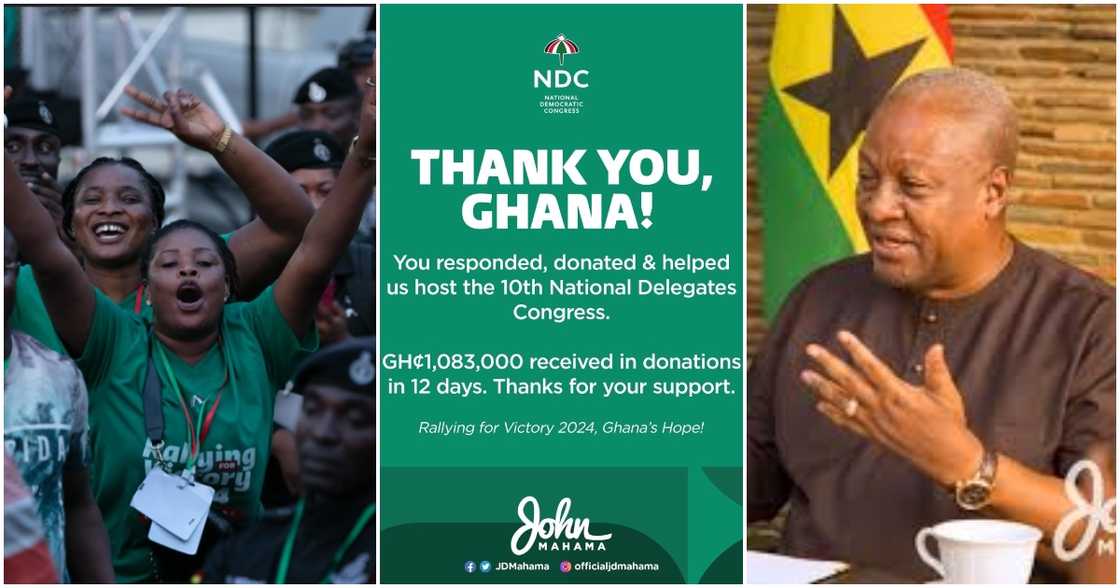 Mahama has said the donations show Ghanaians are fully behind the NDC. Mahama has said the donations show Ghanaians are fully behind the NDC.