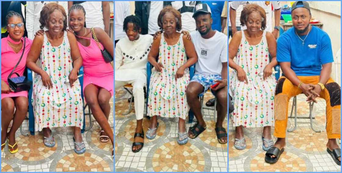 Photo of a a group men and women and an elderly woman Photo of a a group men and women and an elderly woman