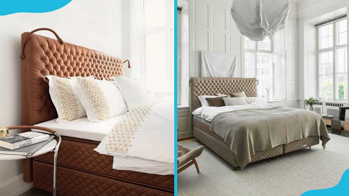 Brown and grey Duxiana Dux Xclusive beds in a bedroom Brown and grey Duxiana Dux Xclusive beds in a bedroom