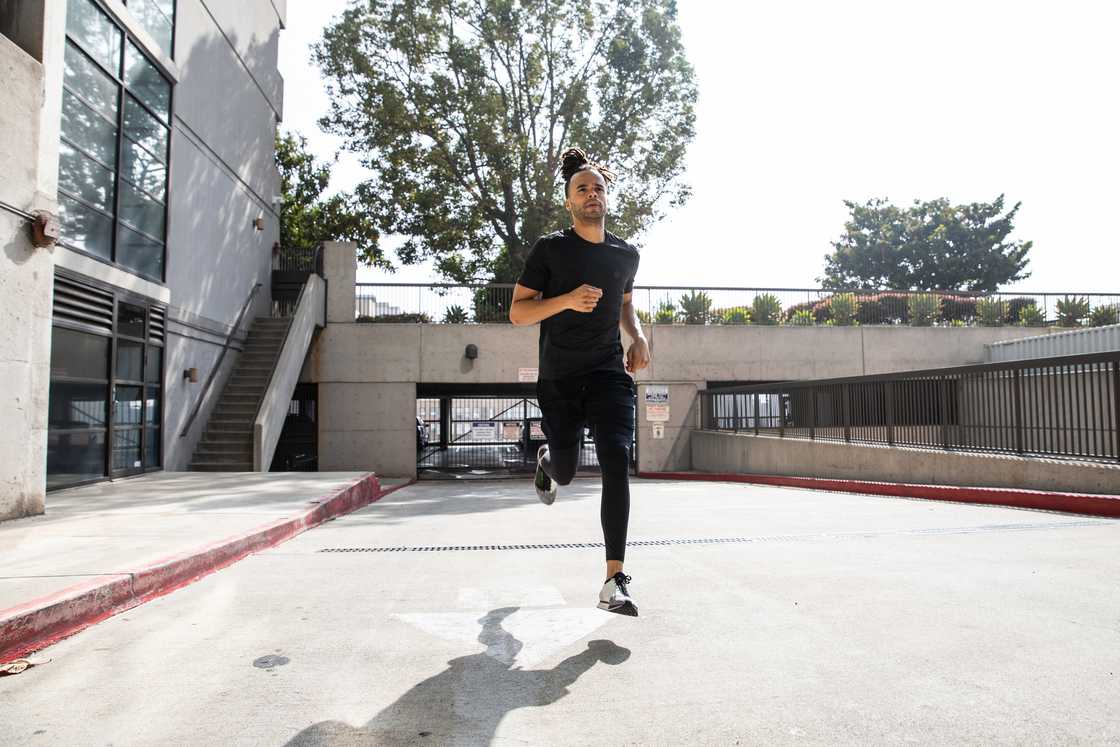 A man running down the road