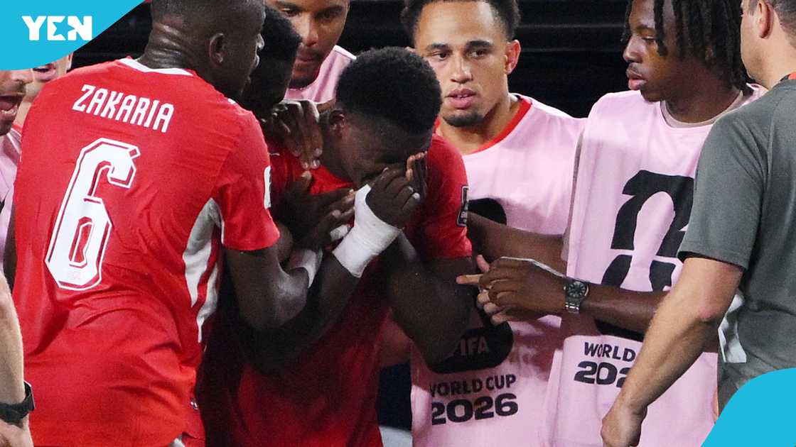 Breel Embolo in tears after being sent off for breaking new World Cup rule