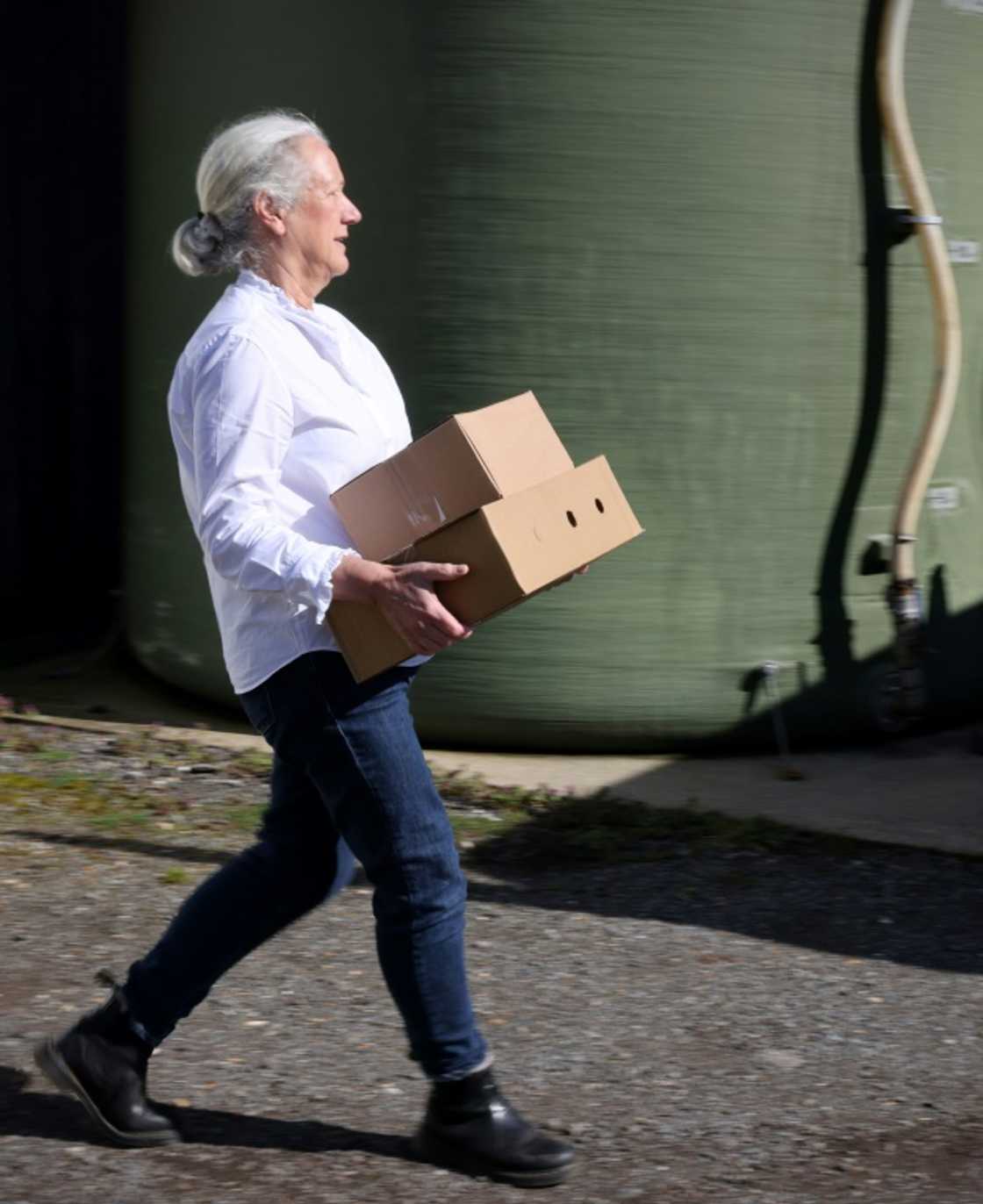Stacey Hedges, owner and founder of the Hampshire Cheese Company, carries boxes of freshly made Tunworth to a waiting delivery van Stacey Hedges, owner and founder of the Hampshire Cheese Company, carries boxes of freshly made Tunworth to a waiting delivery van