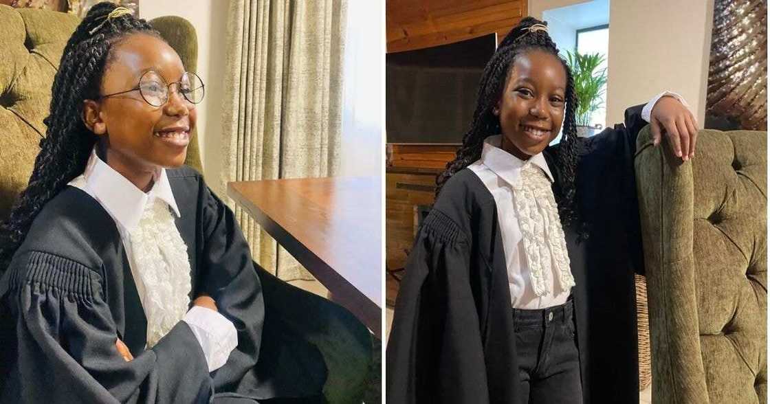 Mzansi social media users are in love with the young girl who is dressed pretending to be a lawyer. Image: @TumiSole/Twitter Mzansi social media users are in love with the young girl who is dressed pretending to be a lawyer. Image: @TumiSole/Twitter