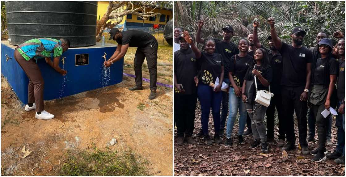 Photo of Emmanuel Kojo Jones-Mensah commissioning borehole