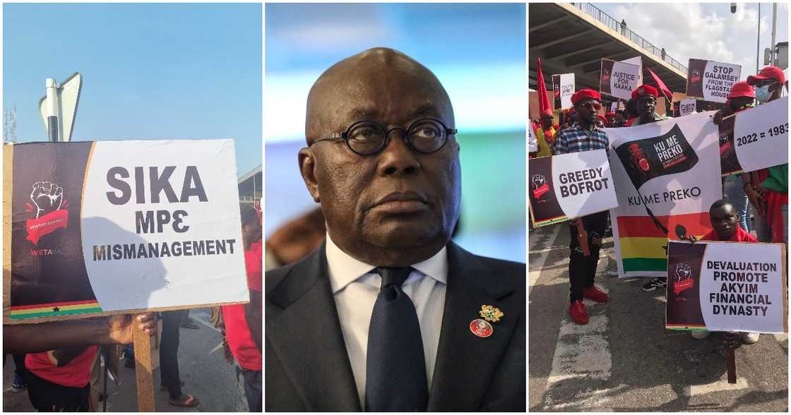 Placards with different inscriptions at the Kume Preko Reloaded demo Placards with different inscriptions at the Kume Preko Reloaded demo