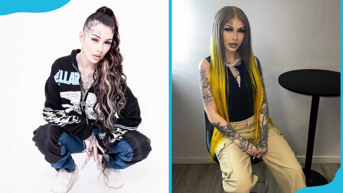 American rapper Lady XO poses with two different hairstyles.