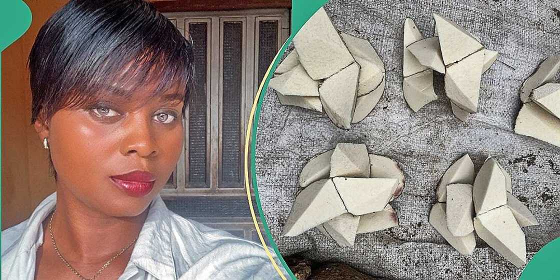 Lady in pain after seeing portions of yam sold for N500 each