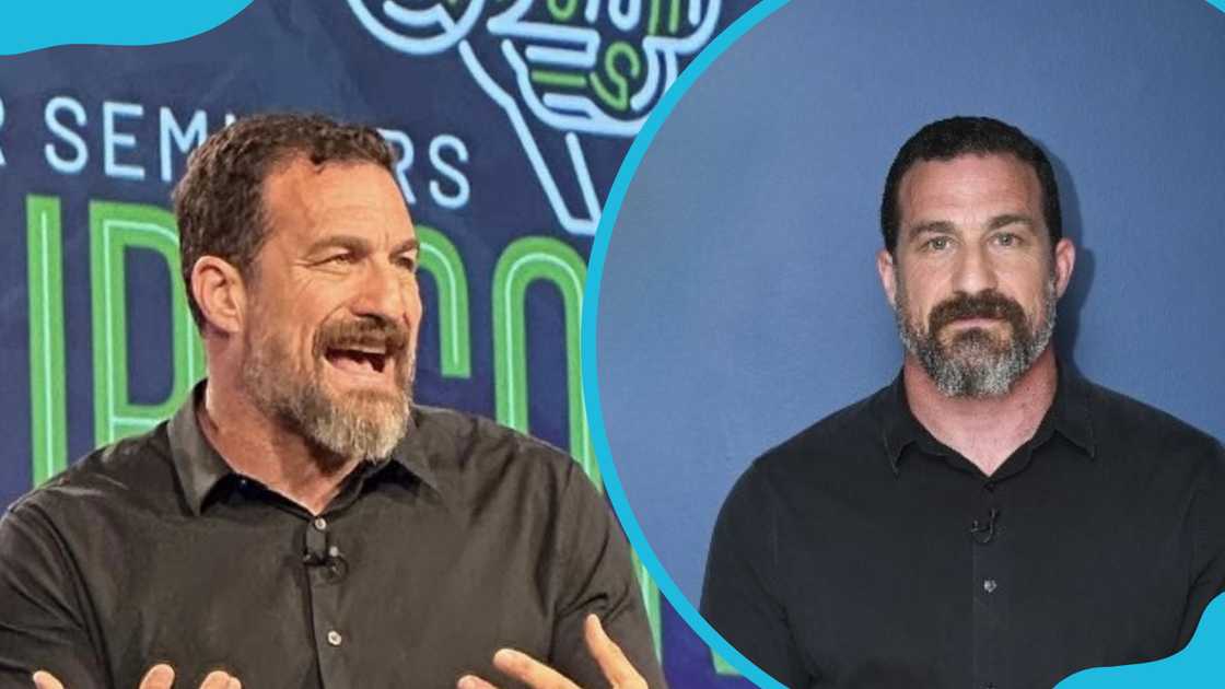 Andrew Huberman is at Parker Seminars (L). He poses for a photo backstage (R) Andrew Huberman is at Parker Seminars (L). He poses for a photo backstage (R)