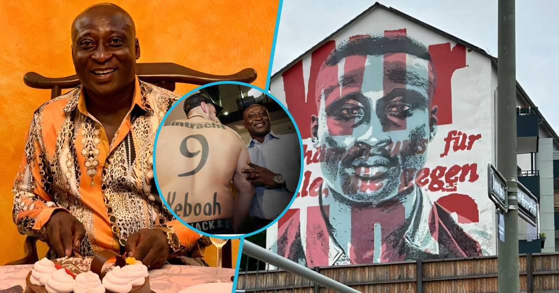 Tony Yeboah mesmerised as he meets German fan who proudly wears his tattoo Tony Yeboah mesmerised as he meets German fan who proudly wears his tattoo