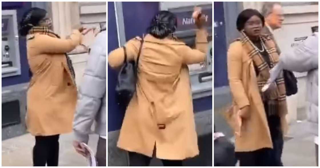 Lady smashes ATM machine Lady smashes ATM machine