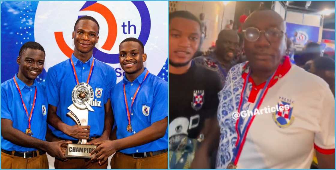 Photo of Ernest Ofori Sarpong and NSMQ contestants Photo of Ernest Ofori Sarpong and NSMQ contestants