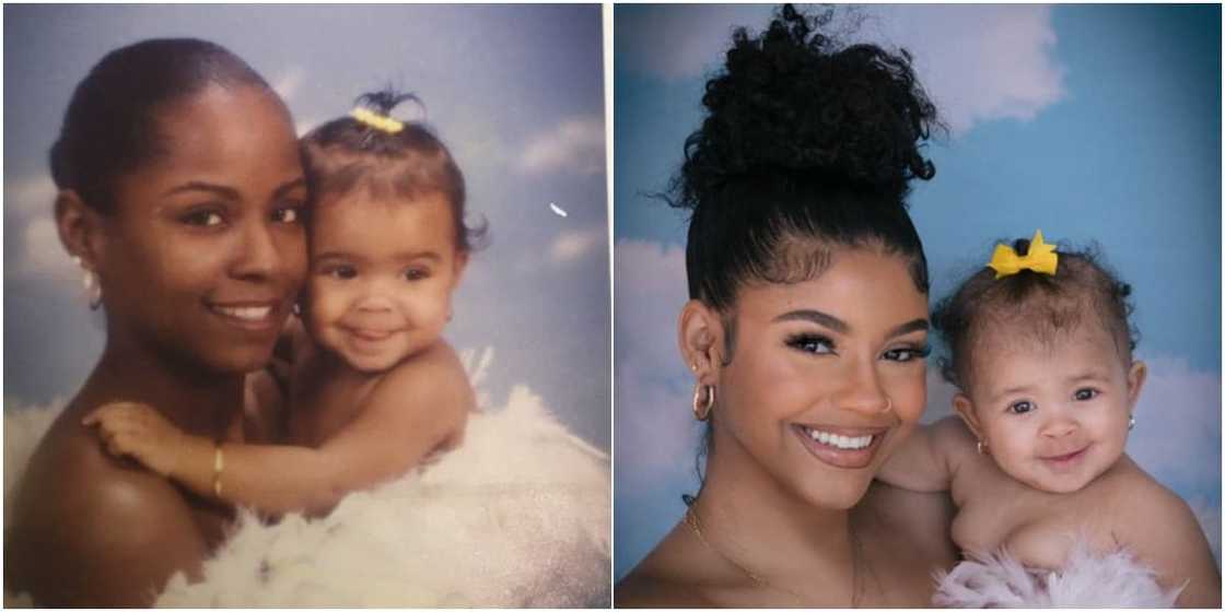 Lady Recreates Photo Her Mum Took With Her as a Baby in 1997 24 Years Later, Many React