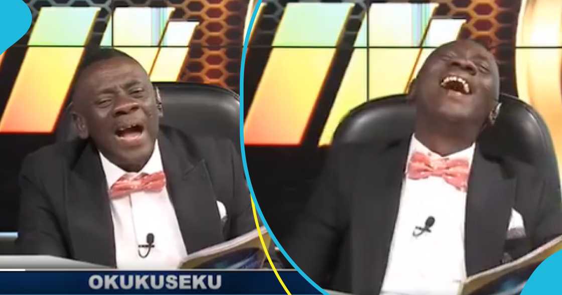 19-year-old begs Akrobeto to translate 'Okukuseku' to English, throwing the presenter into a fit of laughter