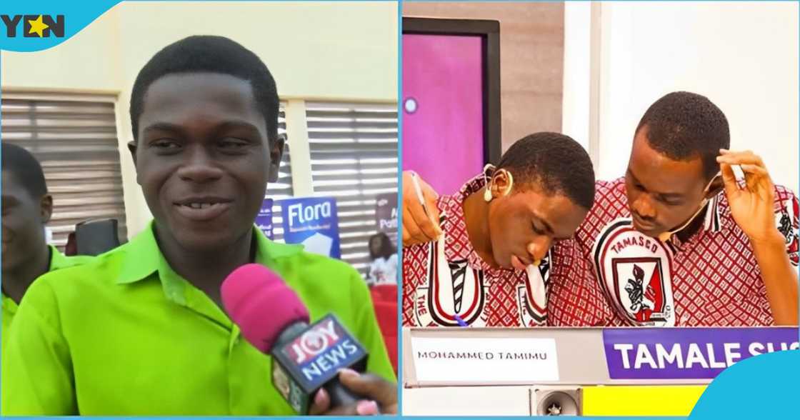 A photo of a St.Johns student and NSMQ contestants for Tamale SHS A photo of a St.Johns student and NSMQ contestants for Tamale SHS