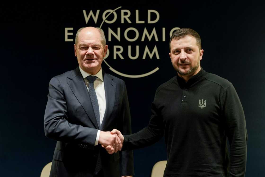 German Chancellor Olaf Scholz met Ukrainian President Volodymyr Zelensky during the forum German Chancellor Olaf Scholz met Ukrainian President Volodymyr Zelensky during the forum