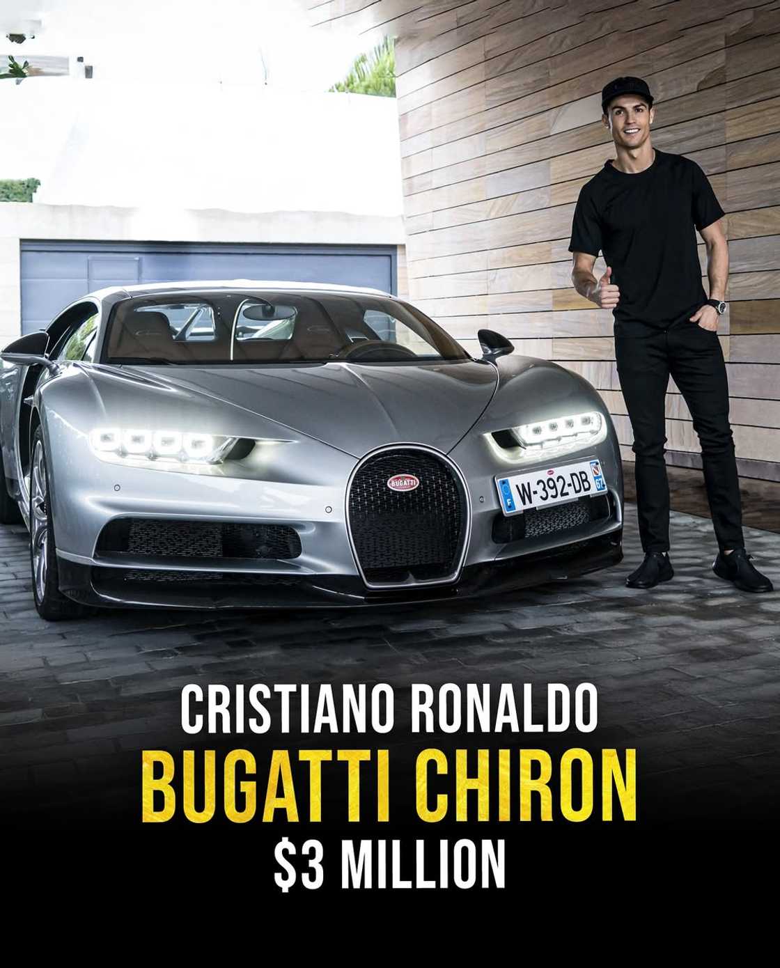 Former Real Madrid and Manchester United winger Cristiano Ronaldo's Bugatti Chiron ($3 million) Former Real Madrid and Manchester United winger Cristiano Ronaldo's Bugatti Chiron ($3 million)