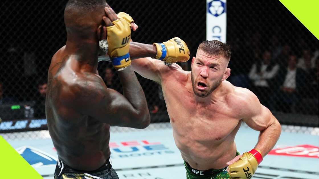 Dricus Du Plessis defeated Israel Adesanya in the UFC middleweight championship fight in Australia. Dricus Du Plessis defeated Israel Adesanya in the UFC middleweight championship fight in Australia.