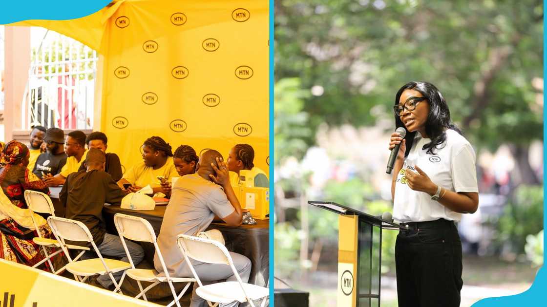MTN agents with customers and at an event MTN agents with customers and at an event