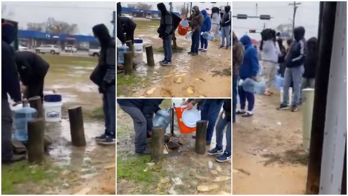Americans queue to fetch water from borehole in viral video amid power outage, Nigerians react Americans queue to fetch water from borehole in viral video amid power outage, Nigerians react
