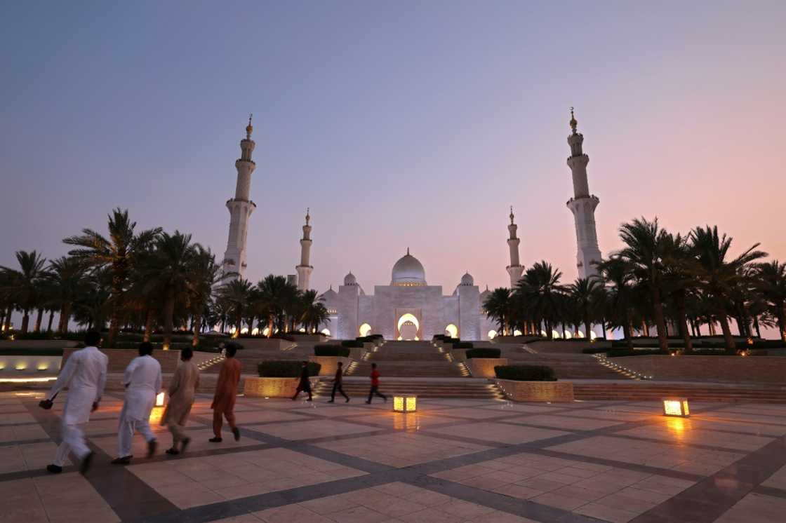 The Sheikh Zayed Grand Mosque in Abu Dhabi, capital of the United Arab Emirates which has called for an easing of regional tensions