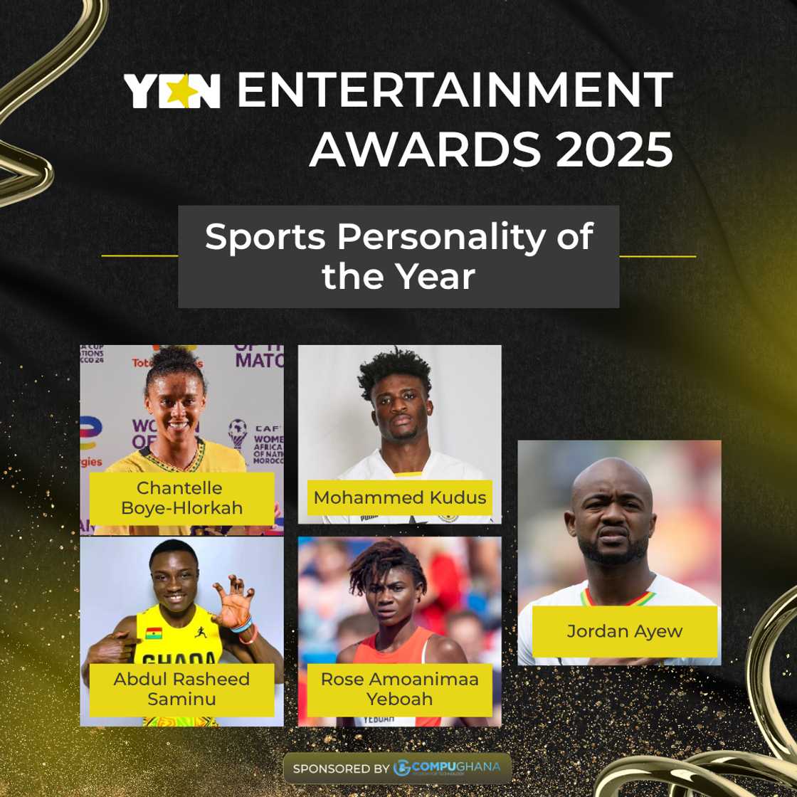 2025 YEN Entertainment Awards, Sports Personality of the Year, Chantelle Boy Hlorkah, Mohammed Kudus, Abdul Rasheed Saminu, Rose Amoanimaa Yeboah, Jordan Ayew 2025 YEN Entertainment Awards, Sports Personality of the Year, Chantelle Boy Hlorkah, Mohammed Kudus, Abdul Rasheed Saminu, Rose Amoanimaa Yeboah, Jordan Ayew