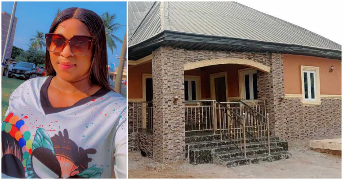 A lady and the house she built A lady and the house she built