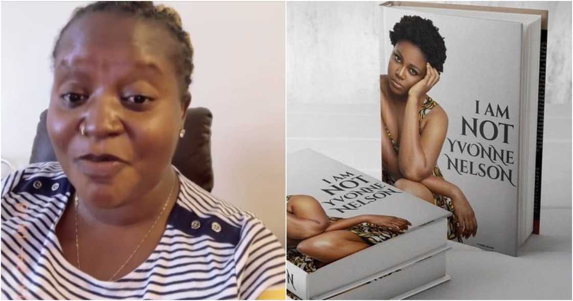 Photo of woman and Yvonne Nelson's book Photo of woman and Yvonne Nelson's book