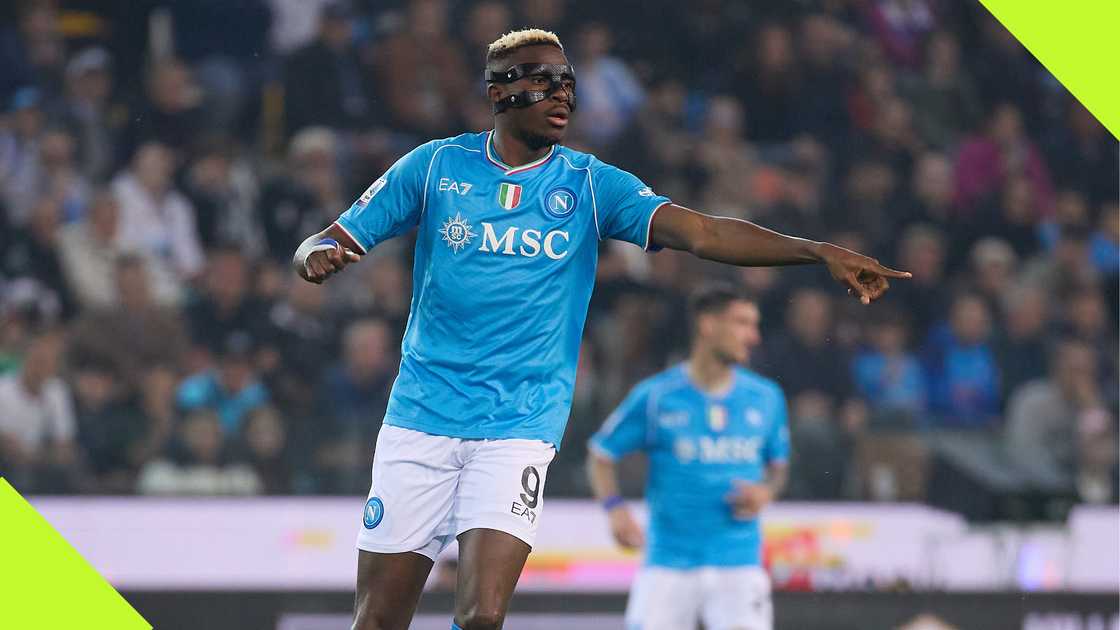 Victor Osimhen in action for Napoli during a Serie A match.