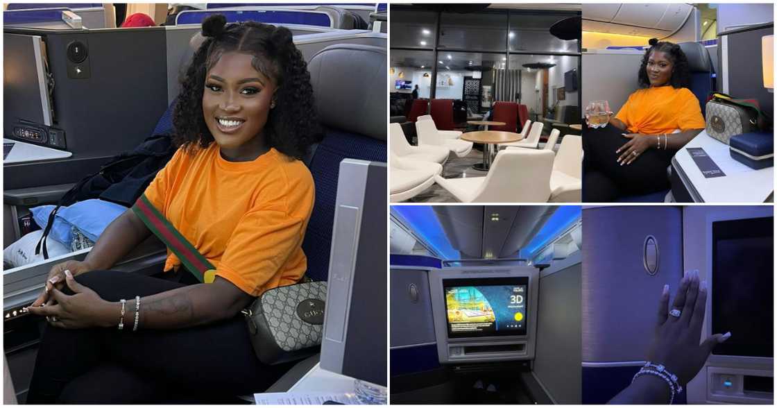 Fella Makafui looks stunning while on her flight