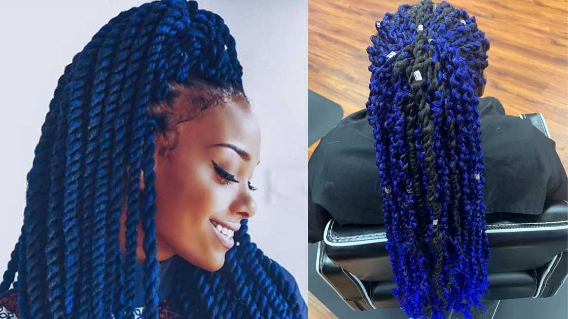 Women in Blue kinky braids Women in Blue kinky braids