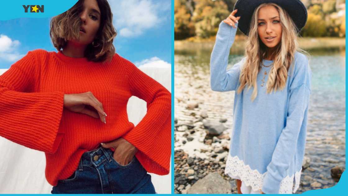 Women wearing fanny sweaters