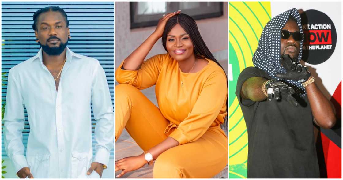 Samini (left), Ayisha Modi (middle) and Sarkodie (right) in photos