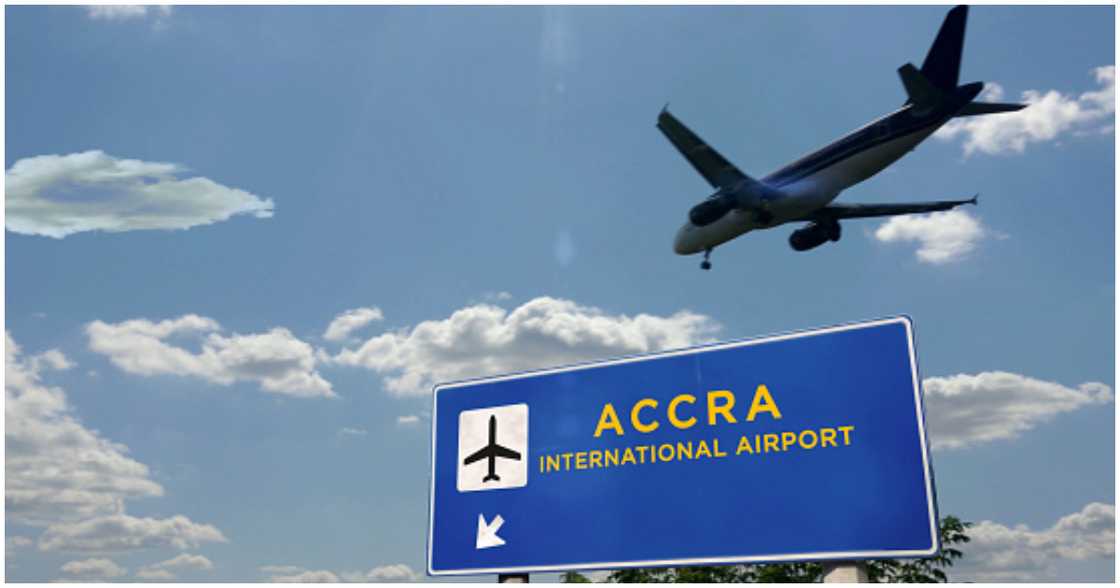 A plane landing in Ghana A plane landing in Ghana