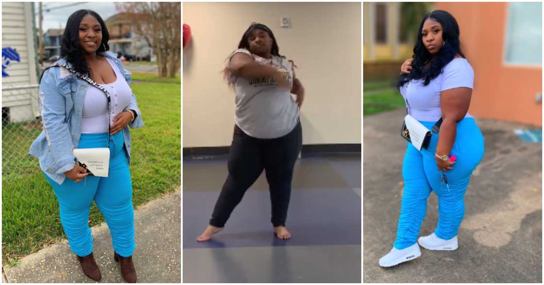 Plus-size dancer shows off dance moves. Plus-size dancer shows off dance moves.