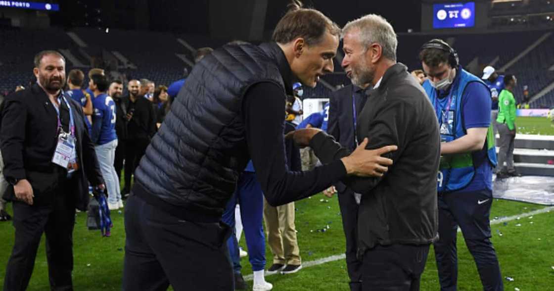 Roman Abramovic with Thomas Tuchel during Chelsea's Champions League final in Porto. Photo: Getty Images.