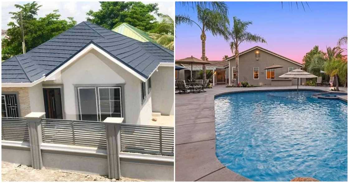 A house in Ghana (left) and a house in America (right) A house in Ghana (left) and a house in America (right)
