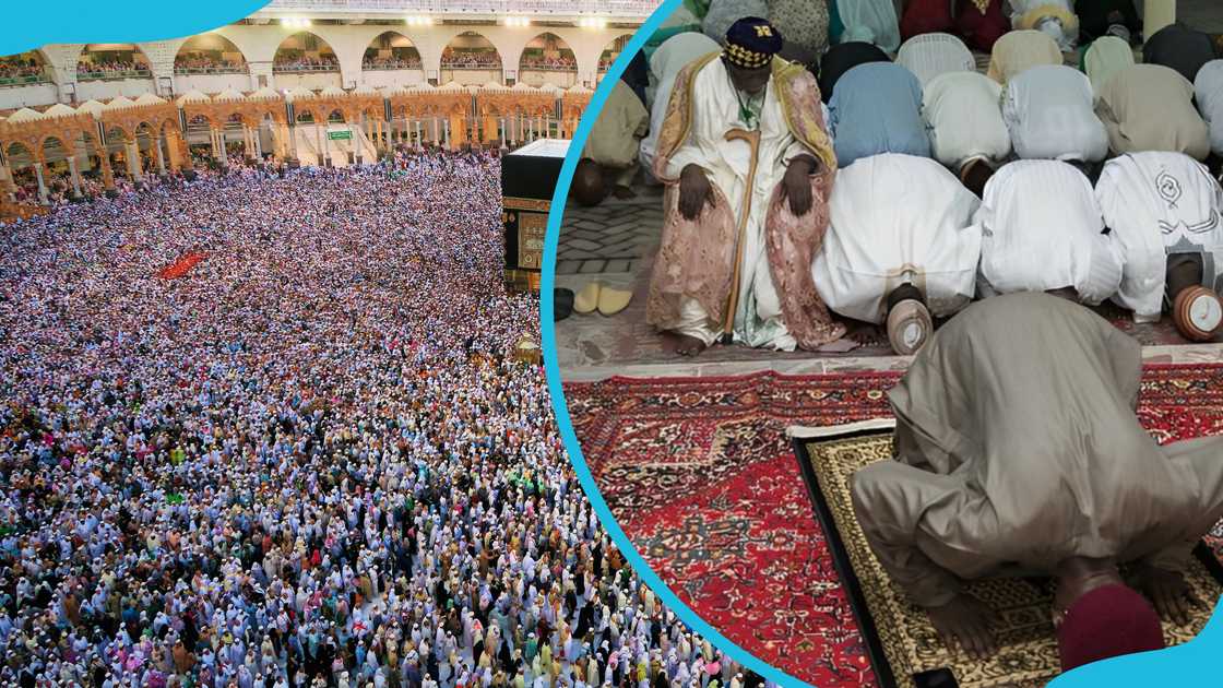 Muslims praying during Hajj Muslims praying during Hajj
