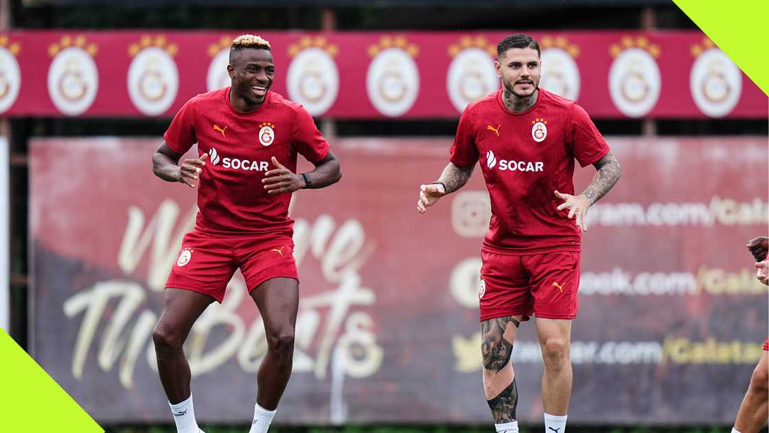 Victor Osimhen training with Mauro Icardi at Galatasaray. Victor Osimhen training with Mauro Icardi at Galatasaray.