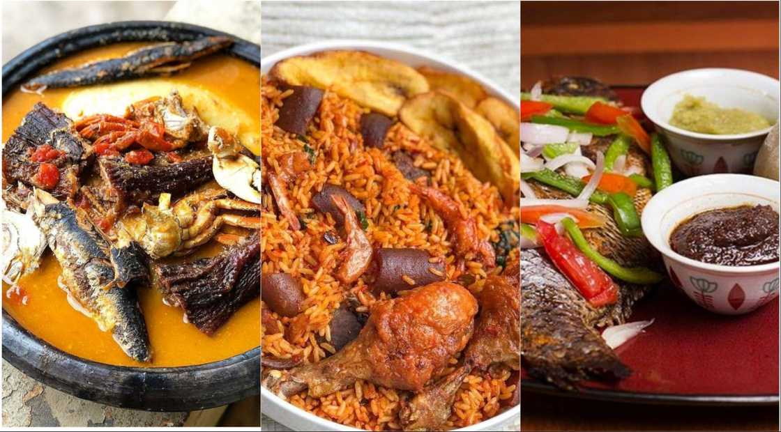 Fufu, banku, Tilapia, Ghana Jollof, Ghanaian foods, Ghanaian soups Fufu, banku, Tilapia, Ghana Jollof, Ghanaian foods, Ghanaian soups