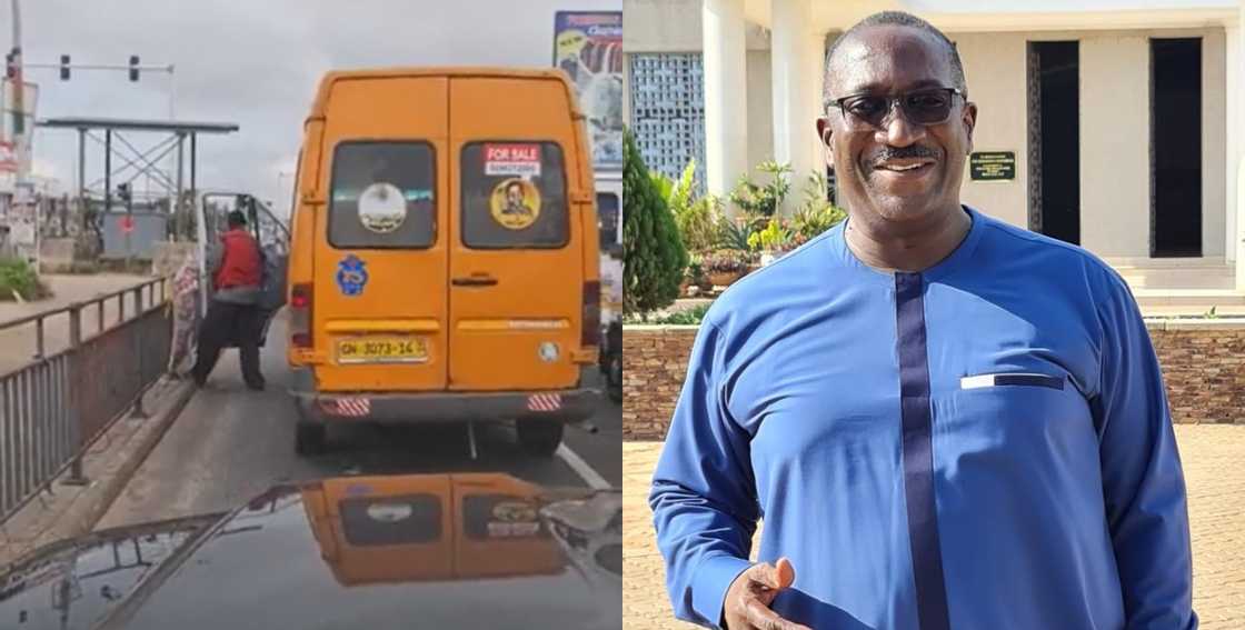 Collage of trotro driver and Citi FM Managing Director