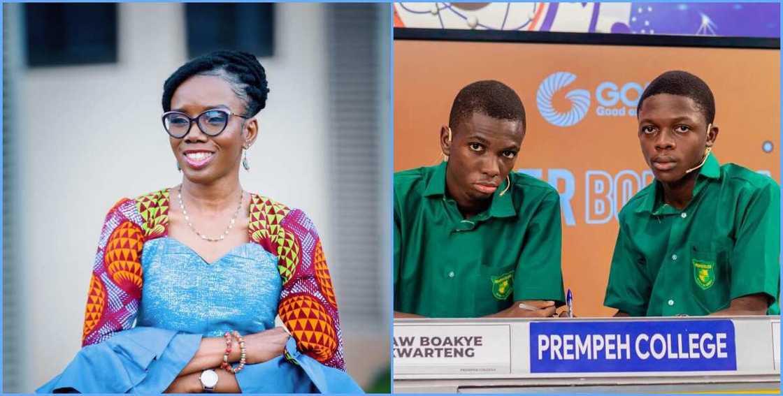 Photo of Prempeh Colleges NSMQ team members and the quiz mistress Photo of Prempeh Colleges NSMQ team members and the quiz mistress