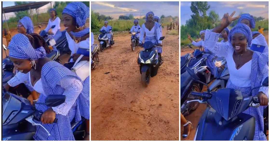 Mount bikes, women, convoy