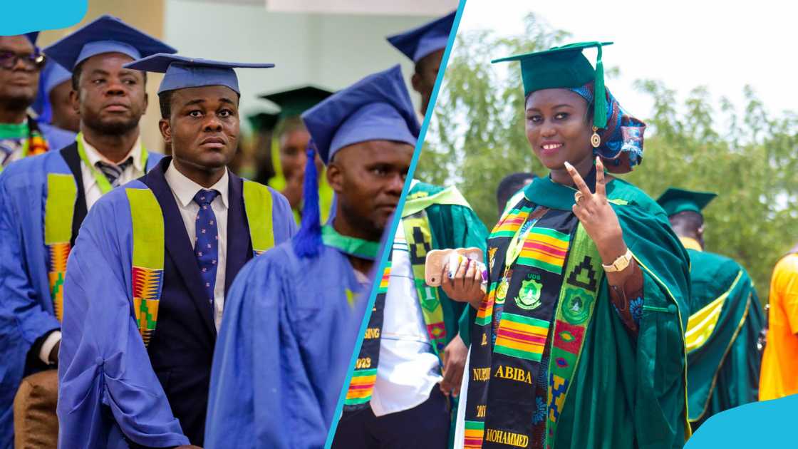 Male and female UDS students during graduation. Male and female UDS students during graduation.