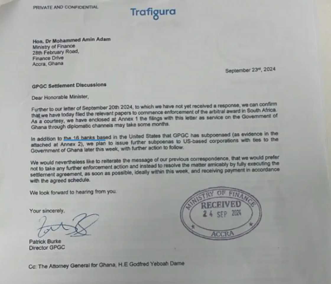 Trafigura's petition to the government of Ghana