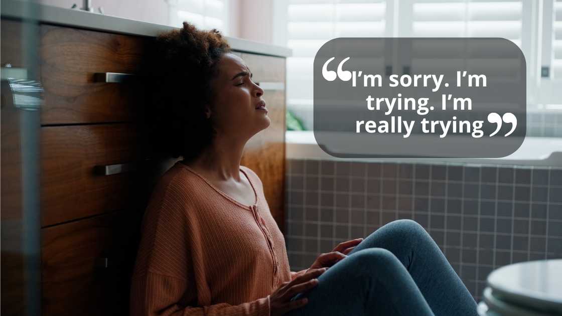 A woman sitting in the bathroom with depression and anxiety