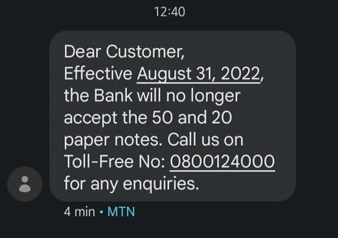 GT Bank text message