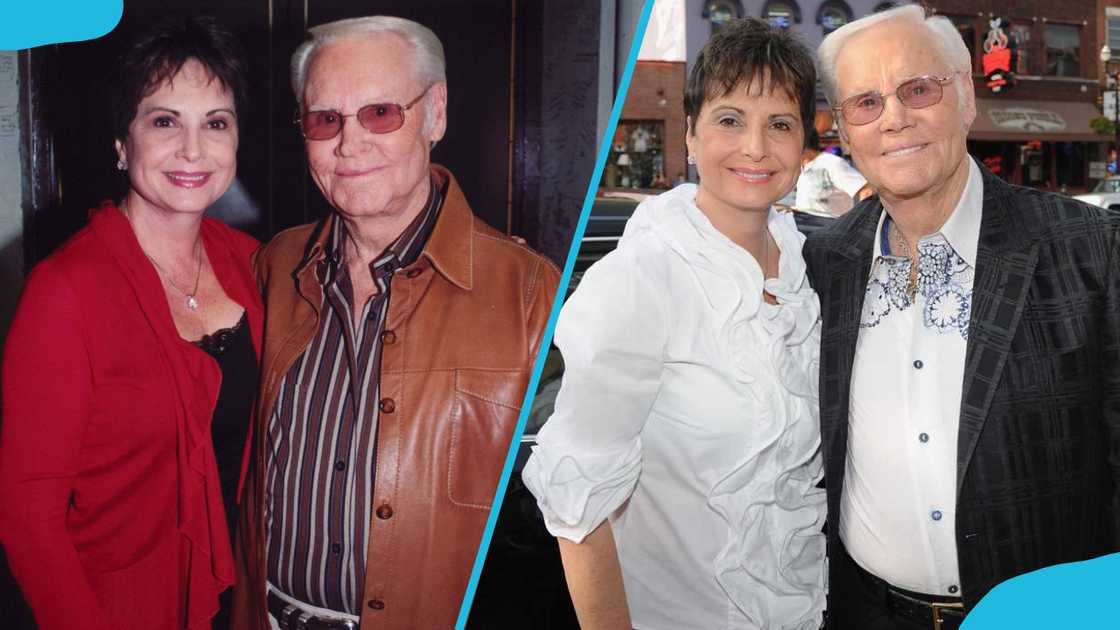 Nancy taking a picture with George when he was alive Nancy taking a picture with George when he was alive